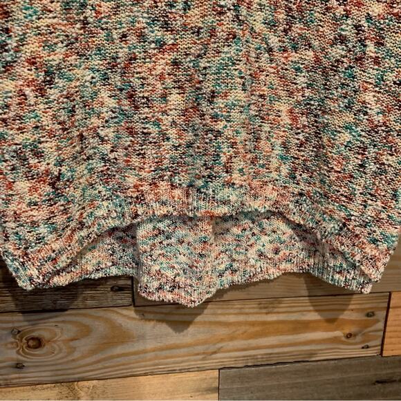 NWT LOU & GREY For LOFT Short Sleeve V-Neck Cream & Rainbow Knit Sweater Size S - Picture 5 of 11